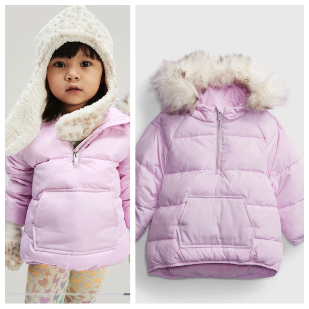 GAP Toddler ColdControl Pink/Purple Puffer Hood